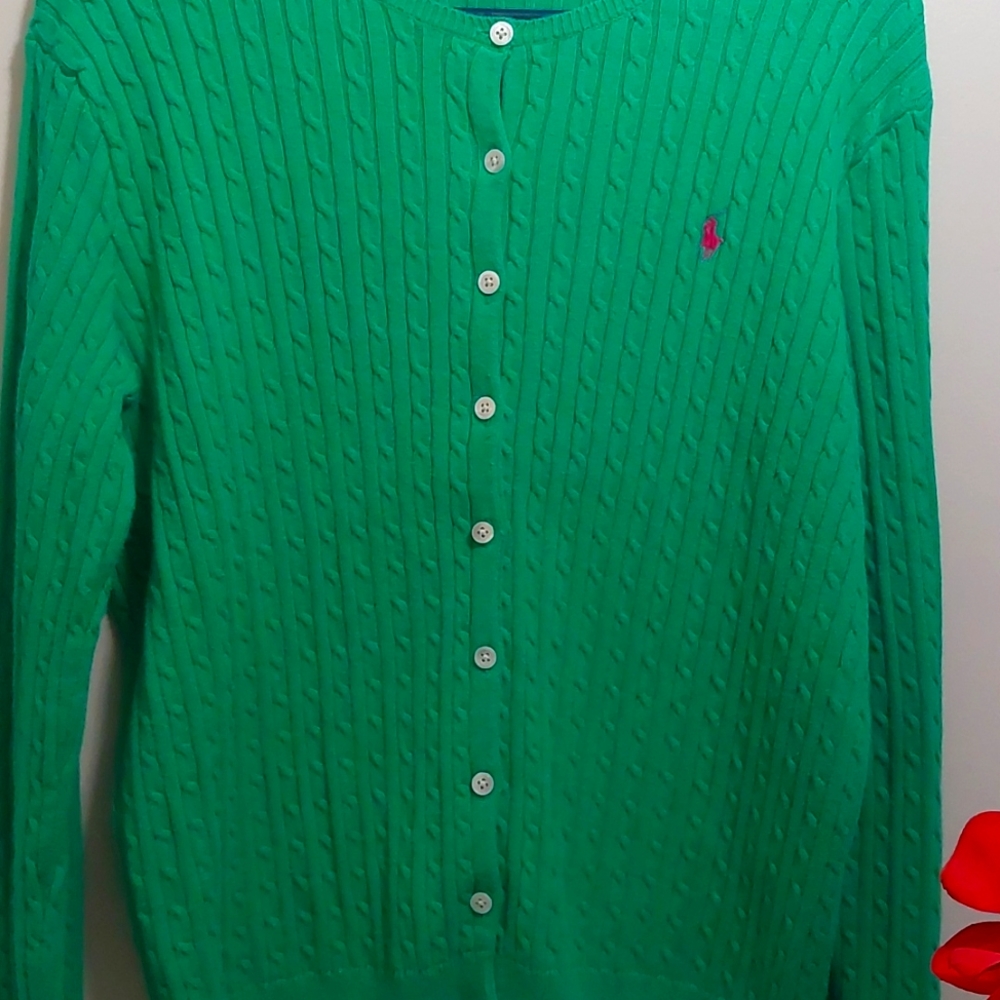 Green and pink Ralph Lauren sweater